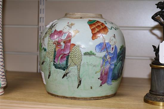 A Chinese famille rose jar height 20.5cm